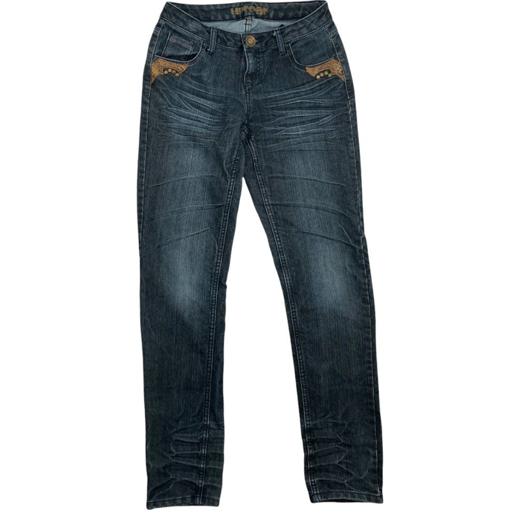 Girls Uproar Skinny Snakeskin Embellished Jeans with Adjustable Waist